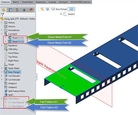 solidworks split sheet metal part|solidworks cut part in half.